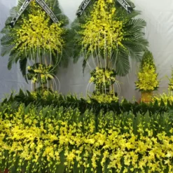 Serene Golden Orchid Funeral Arrangement Collection