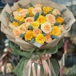 Golden Sunset Rose Bouquet